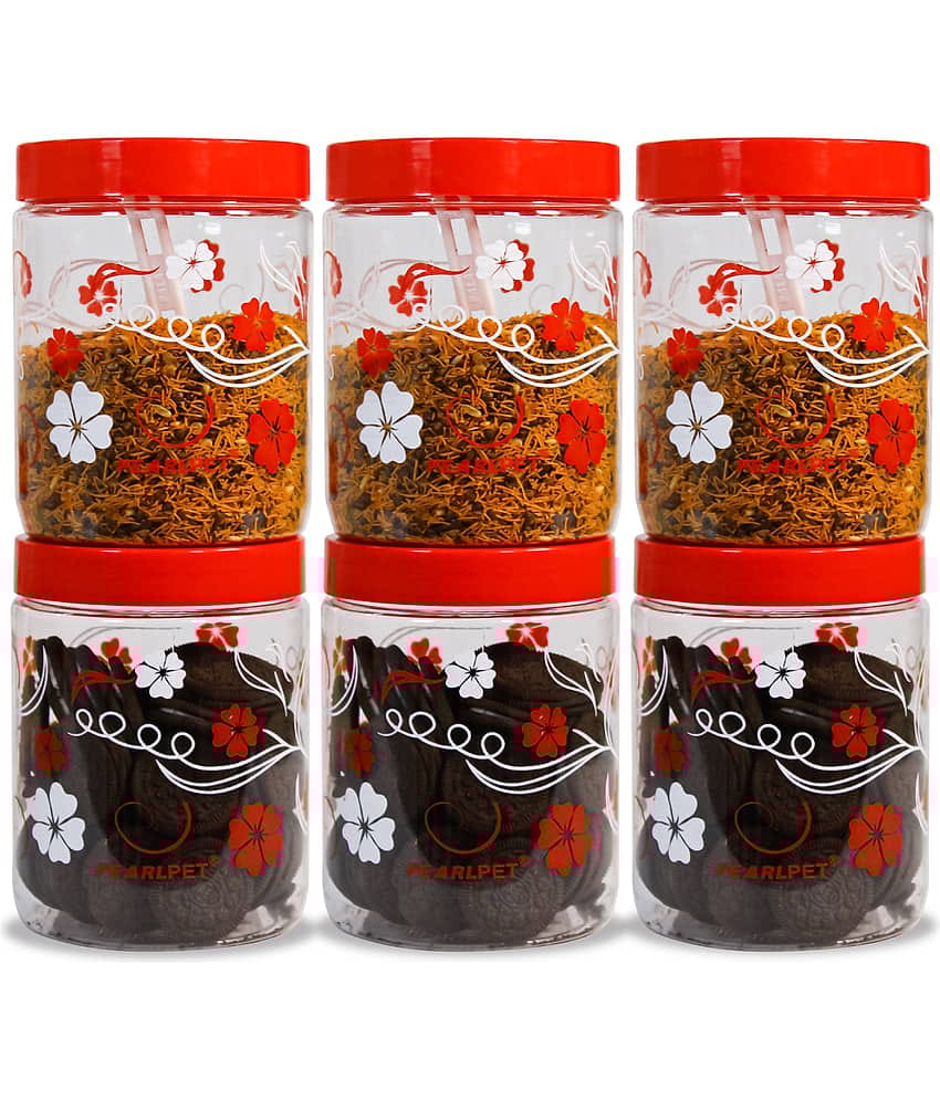 PearlPet - Red Plastic Spice Container ( Set of 6 ) - 1800 ml