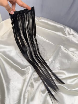 Straight 2 Clips Patch Work Volumising 18 Inches Human Hair Extension in 2 Colors-Natural Black / 18"