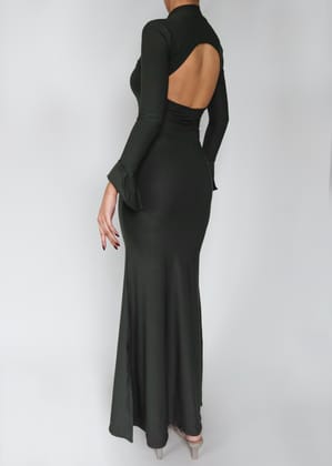 Olivine Backless Dress-XXS