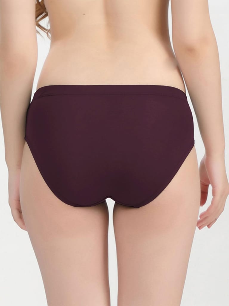Freecultr Women’s Micromodal Mid-Rise Hipster | Super Soft & Breathable Fabric | Medium Rear Coverage | Comfortable Stretch Elastic | Pack of 3 |Color - Port Wine,Sable Black,Coffee