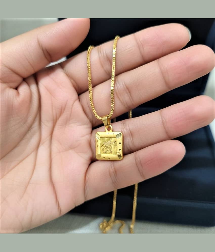 Charms Gold Religious Pendant With Chain ( Pack of 1 )