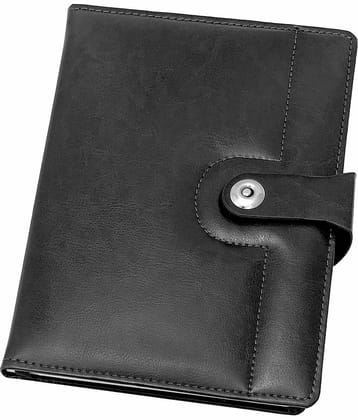 UJJi Black Colour Notebook in PU Leather with Magnetic Lock