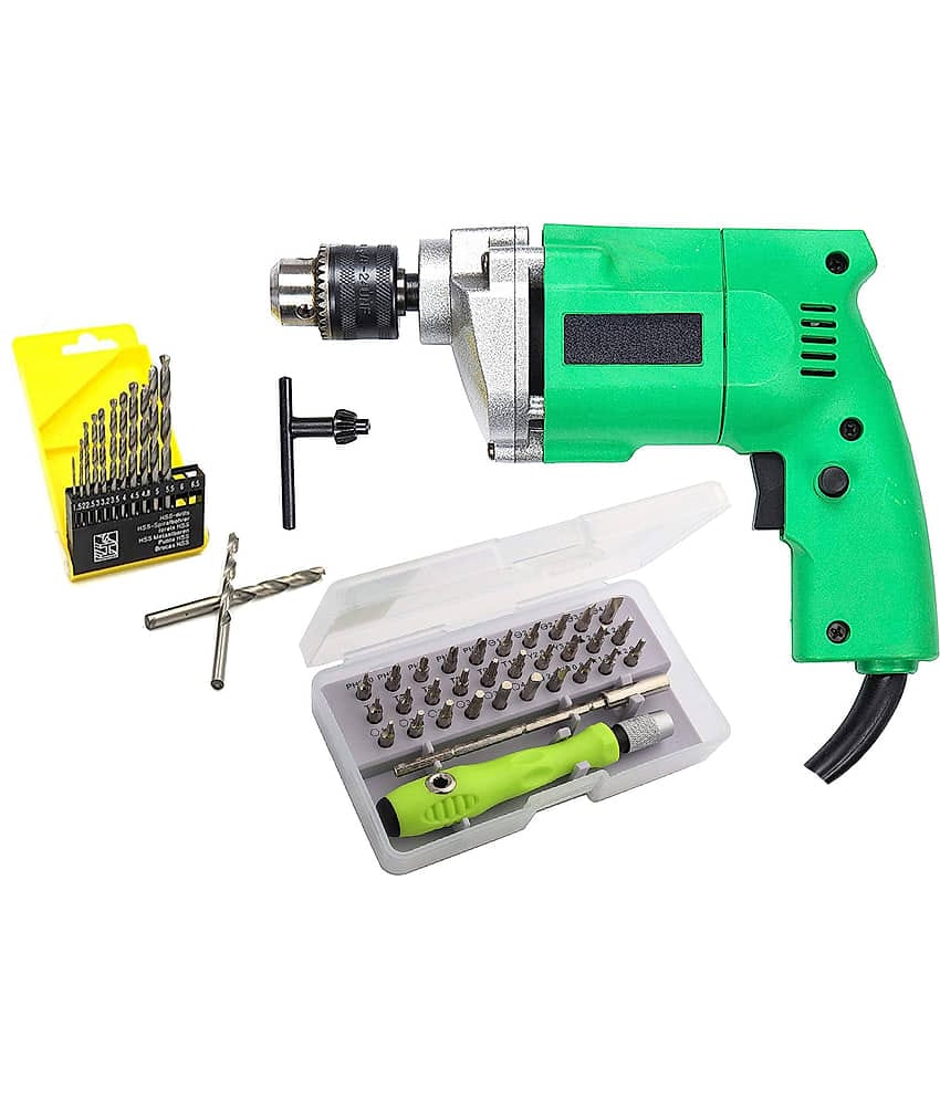 Shopper52 - DRL13P32PSCRW 350W 10mm Corded Drill Machine with Bits