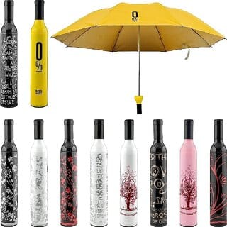 SWOPPLY Stylish Bottle Umbrella Windproof Double Layer for UV Protection  Rain Foldable Capsule shape Case Cover Fancy Magic Umbrella Blossoms 3 Fold Umbrella for Girls,Women,Boys