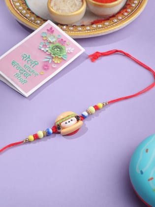 NVR Kids Cartoon Character Multicolor Artificial Beads Rakhi with Roli Chawal Chandan & Mishri-One Size / Multicolor