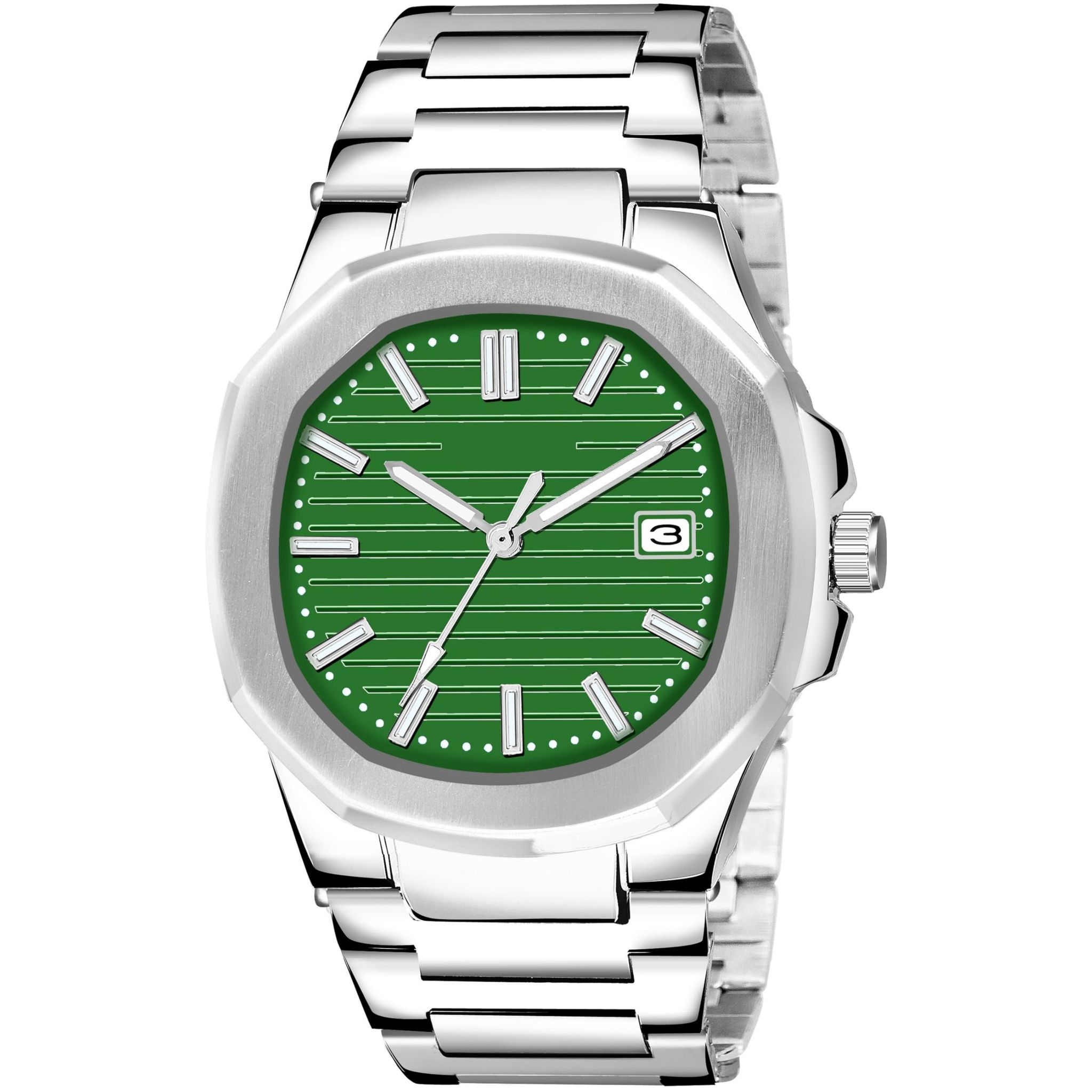 Green Dial Date Function Analog Watch for Men LR146