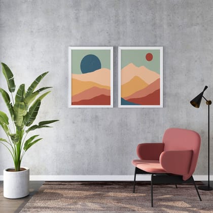Nature - Abstract Wall Arts (Set of 2)-11 x 14 inches / White Frame