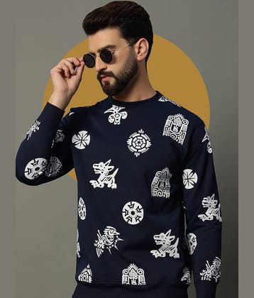 stelvin Cotton Blend Round Neck Men's Sweatshirt - Navy Blue ( Pack of 1 )