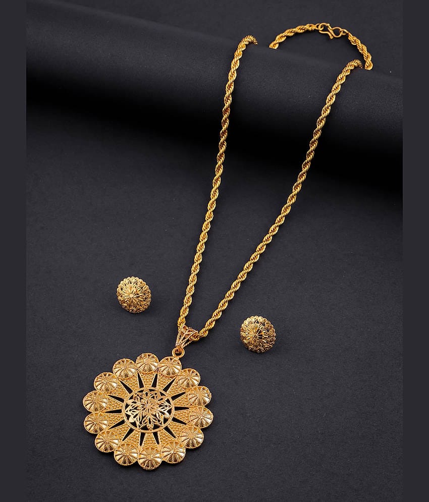 Lyriss Golden Brass Necklace Set ( Pack of 1 )