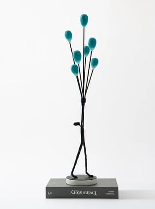 MAN HOLDING BALLOONS IN JOY-Black / Polyresin | Matt Finish / H: 25 | L: 6 (In Inches)