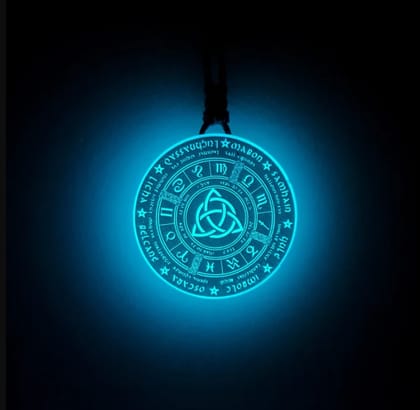Celtic Zodiac Calendar Blue Glow in Dark Resin Pendant