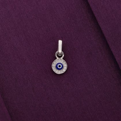 Sterling Silver Zircon Evil Eye Pendant-White Stone / Silver