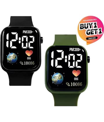 Fadiso Fashion Black Dial Digital Boys Watch ( Pack Of 2 )