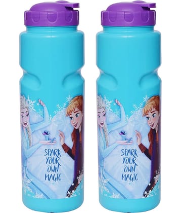 Gluman Disney Frozen Cartoon Character Printed Plastic Spout Water Bottle for Girls I Leak Proof, 100% Food Grade| BPA Free | Recyclable/Reusable | Spout Lid 700ml (Pack of 2)