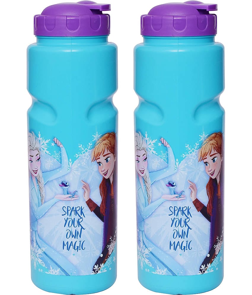 Gluman Disney Frozen Cartoon Character Printed Plastic Spout Water Bottle for Girls I Leak Proof, 100% Food Grade| BPA Free | Recyclable/Reusable | Spout Lid 700ml (Pack of 2)