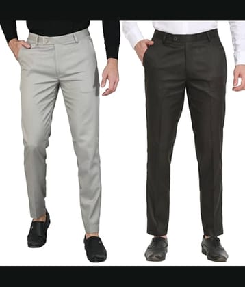 SAM & JACK Regular Flat Men's Formal Trouser - Multicolored ( Pack of 2 )