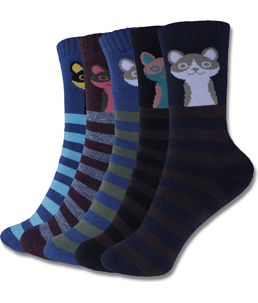 Dollar Multicolor Cotton Blend Boy's Full Length Socks ( Pack of 5 )