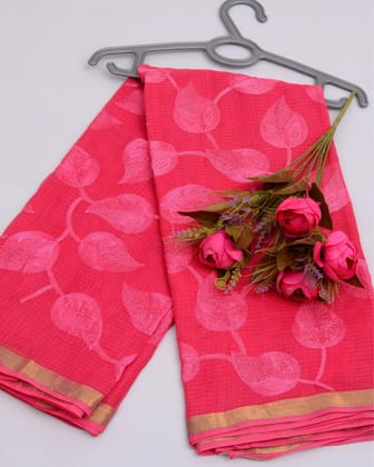 Pankhudi Kota Doria Sweet Pink Saree Embroidered