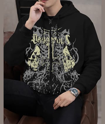 Eyebogler Polyester Blend Hooded Men's Full Sleeves Cardigan - Black ( Pack of 1 )