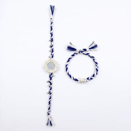 HANDMADE COTTON BHAIYA BHABHI RAKHI SET – PEARL RAKSHA BANDHAN GIFT