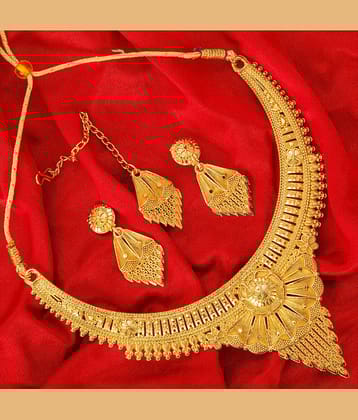 Lily Gold Brass Necklace Set ( Pack of 1 )