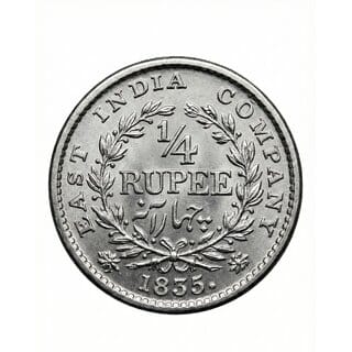 Silver-plated 1/4 Rupee 1835 King William IIII, British India Fancy old Series