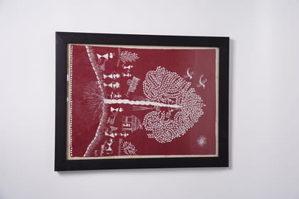 Tisser Maroon Warli Painting frame – Premium Handcrafted Eco-Friendly Product