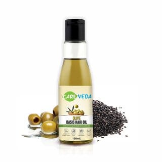 CareVeda Olive Oasis Hair Oil 100ml | Enriched with Bakuchi & Til Oil | Nourishing Hair Oil for All Hair Types | Deep Sc CareVeda Olive Oasis Hair Oil 100ml | Enriched with Bakuchi & Til Oil | Nourishing Hair Oil for All Hair Types | Deep Sc