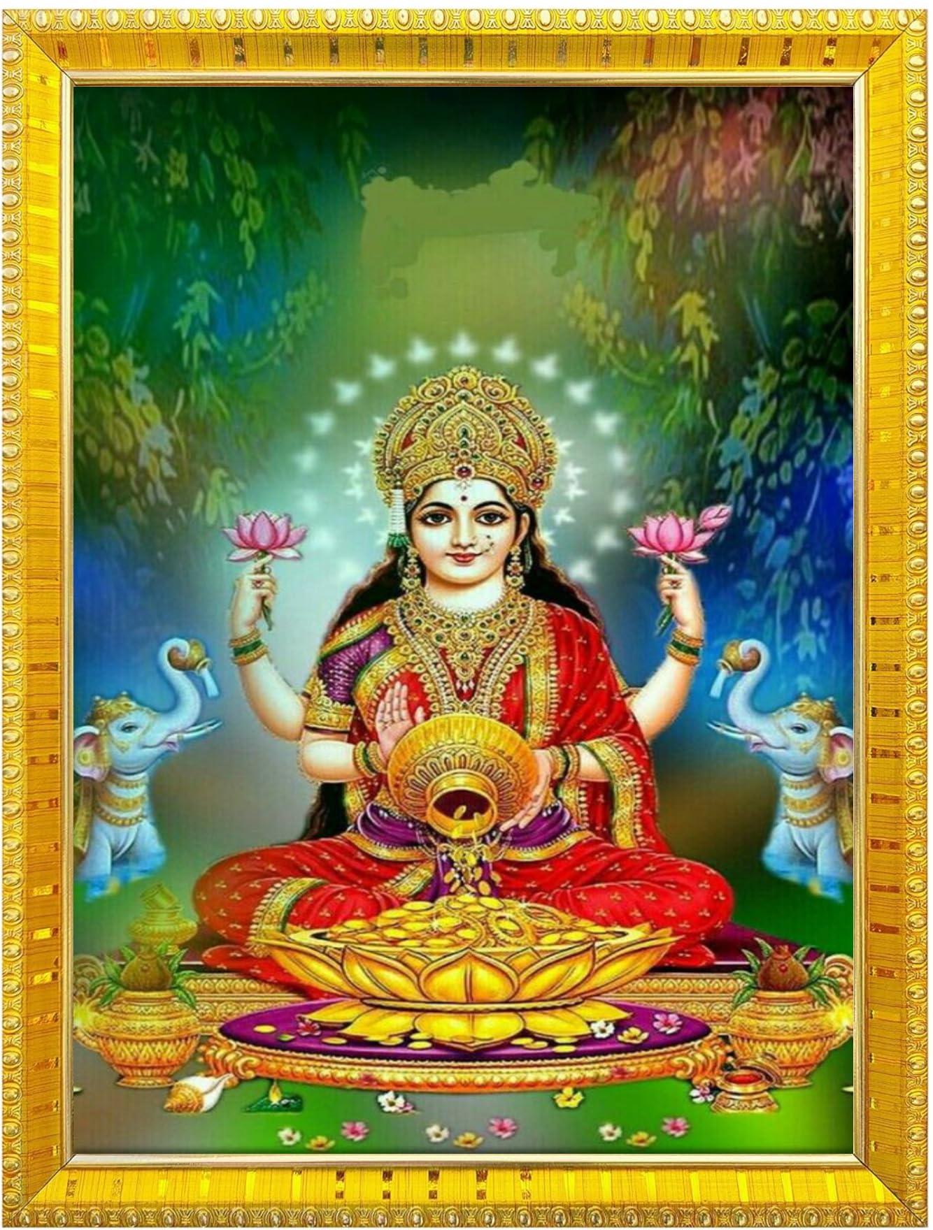NOKKES Laxmi Devi Maa Mata Photo Frames Religious Photo frame 5X7 Inch Photo Frame_W30