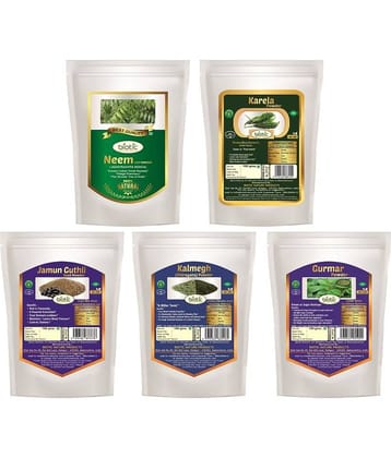 Biotic Neem, Karela, Gurmar, Kalmegh & Jamun Seed Powder 500 gm Pack of 5