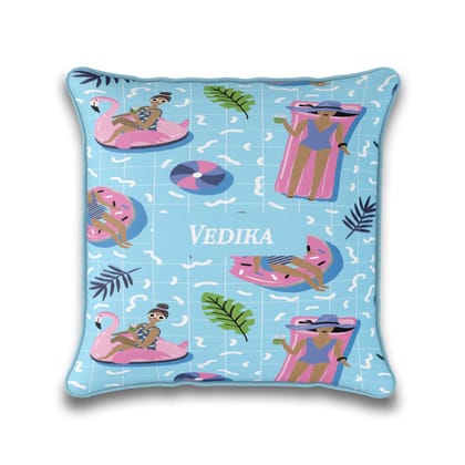 Swim Float Cushion Cover (kids)-Swim Float Blue / 16 Inches / Satin