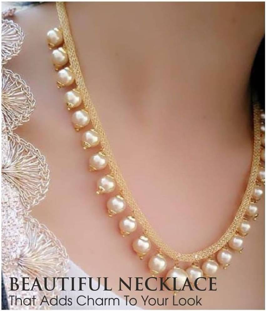 PUJVI - Alloy Golden Necklace Set ( Pack of 1 )