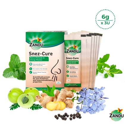 Zandu Snez Cure | Ayurvedic Medicine for Runny Nose, Sneezing, & Watery Eyes (Pack of 3)