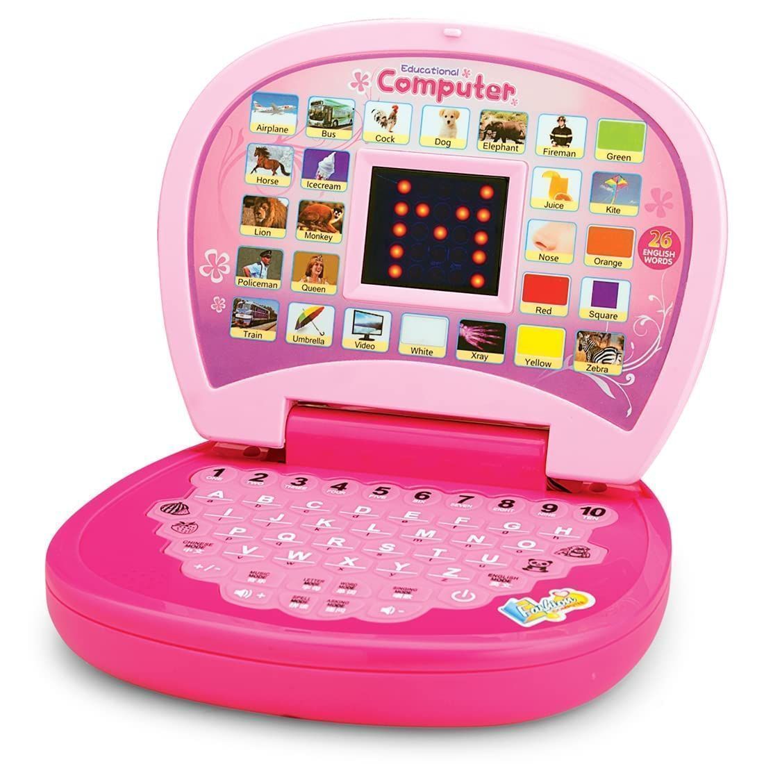 2011A Battery Operated Educational Learning Laptop Toy with LED Display and Music Effect | Babies/Girls/Boys/Toddlers | Pink Color, Power Source: 3xAA Battery (Not Included)