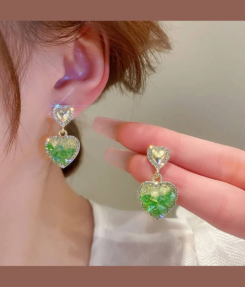 FASHION FRILL Green Drop Earrings ( Pack of 2 )