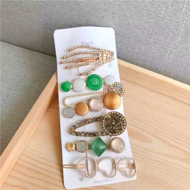 Set Of 7 | Spice It Up Crystal Hair Clip Set