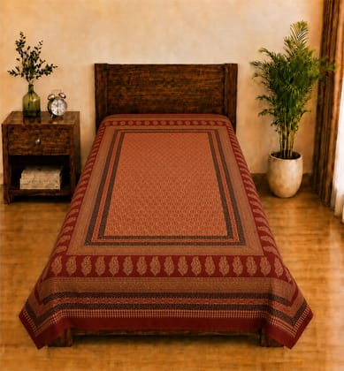Hand Block Bagh Cotton Single Bedsheet 