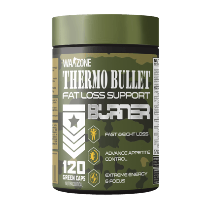 Warzone Nutrition I Thermo Bullet I Fat Loss Support I Burner I Fast Weight Loss I Advance Appetite Control I Extreme Energy & Focus I Nutraceutical I 120 Green Capsules