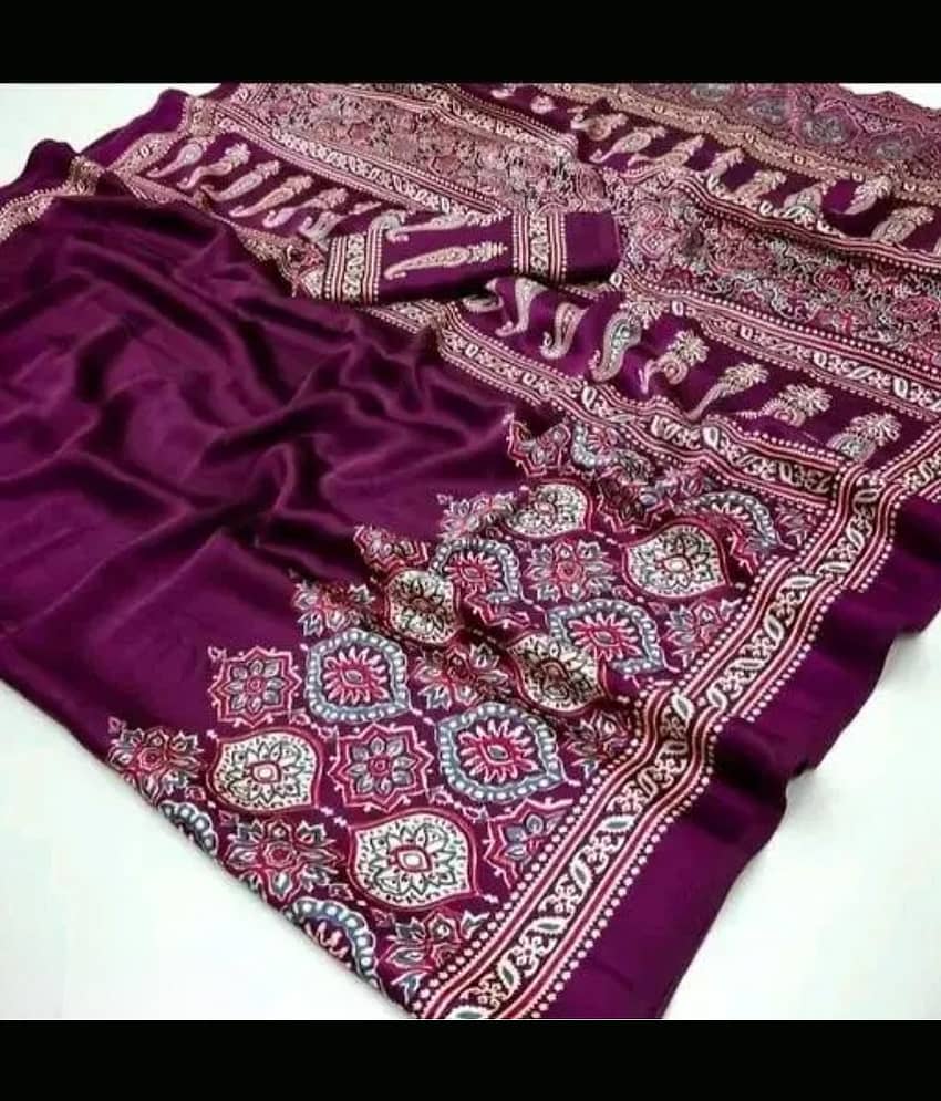 JIHANA FAB Georgette Printed Banarasi saree With Unstitched Blouse Piece ( Multicolor )