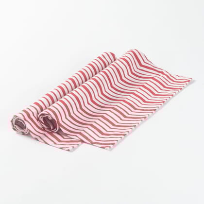 Hand Block Printed Cotton Table Mat - 13x18 Set of 2-100% Cotton Canvas / 12 Inches x 18 Inches / 1ft x 1.5ft / White, Red
