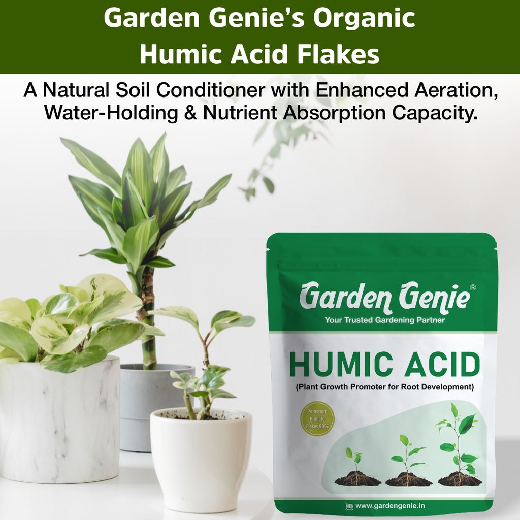 Garden Genie Humic Acid for Plants (Potassium Humate Flakes 98%) 380g | Plant Growth Enhancer, Soil Conditioner, Improves Plant Root System