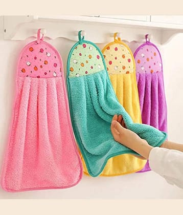 VillWin Pack of 4 Cotton 250-300 -GSM Hand Towel ( Multicolor )