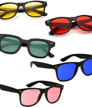 Elligator Multicolor Rectangular Sunglasses ( Pack of 5 ) - Medium