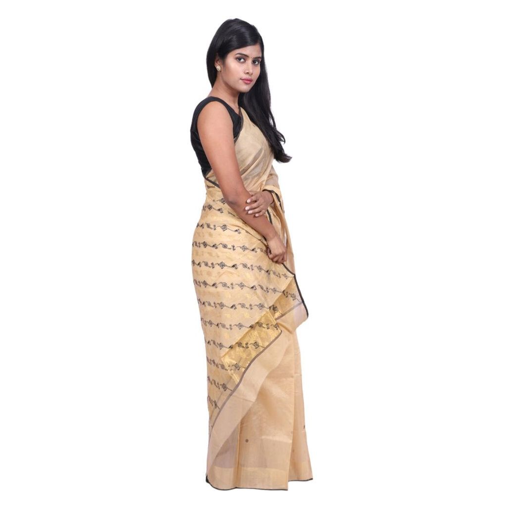 HANDLOOM CHANDERI SAREE- MERCERISED(COTTON+SILK MIX) WITH BLOUSE (SKU - 1SC103080621 SAREE- 65) - Sarees | Buy online on ZillyBuy