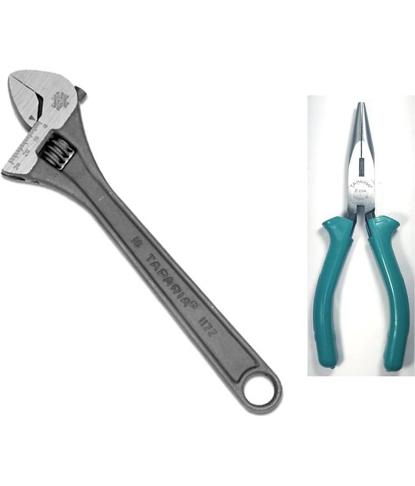 Taparia 2 Hand Tool Combo (Adjustable Wrench 300Mm/ Long Nose Plier)