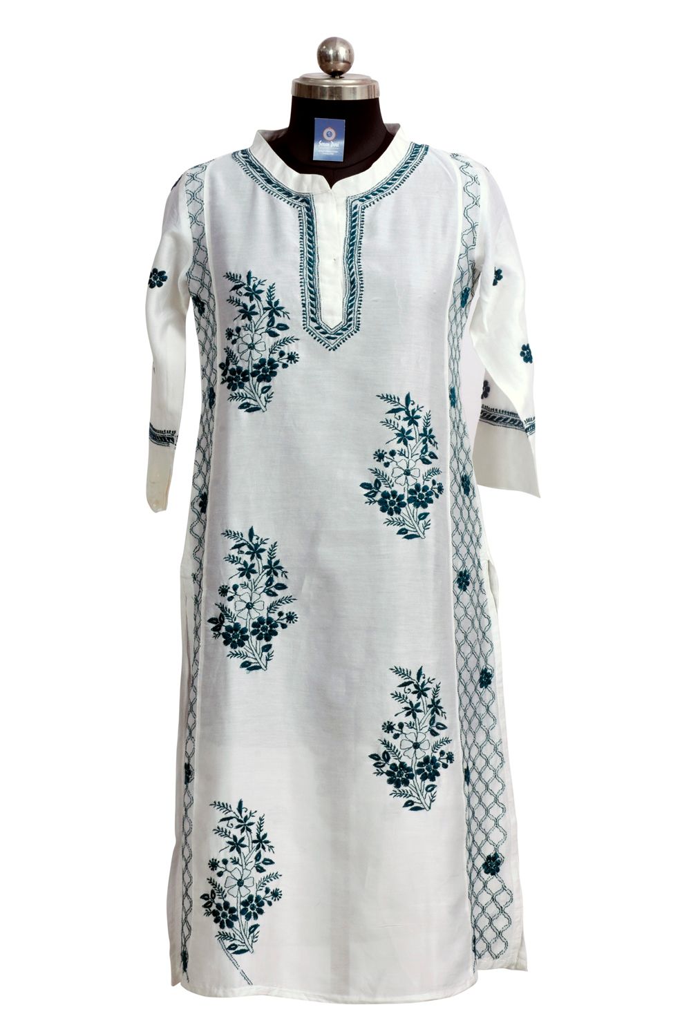 Chanderi Prince Cut Kurti - White