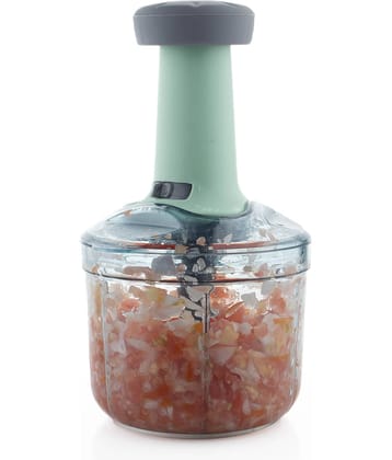 MAGICSPOON Chopper Blue and Black Virgin Plastic Mannual Chopper 900 ml ( Pack of 1 )