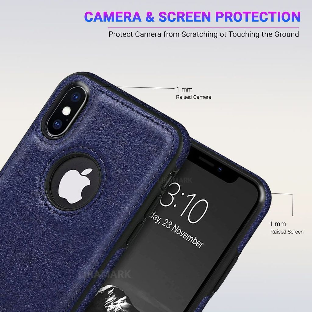 LIRAMARK PU Leather Flexible Back Cover Case Designed for iPhone Xs Max