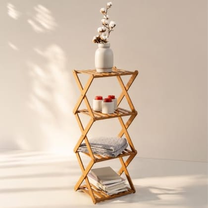 Lifelong Foldable 4-Tier Bamboo Storage Rack