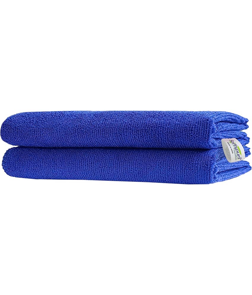 SOFTSPUN Microfiber Cloth - 2 pcs - 30x30 cms - 340 GSM Blue - Thick Lint & Streak-Free Multipurpose Cloths - Automotive Microfibre Towels for Car Bike Cleaning Polishing Washing & Detailing